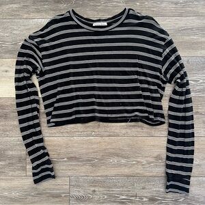 Reformation Black and White Striped Long Sleeve Crop Top